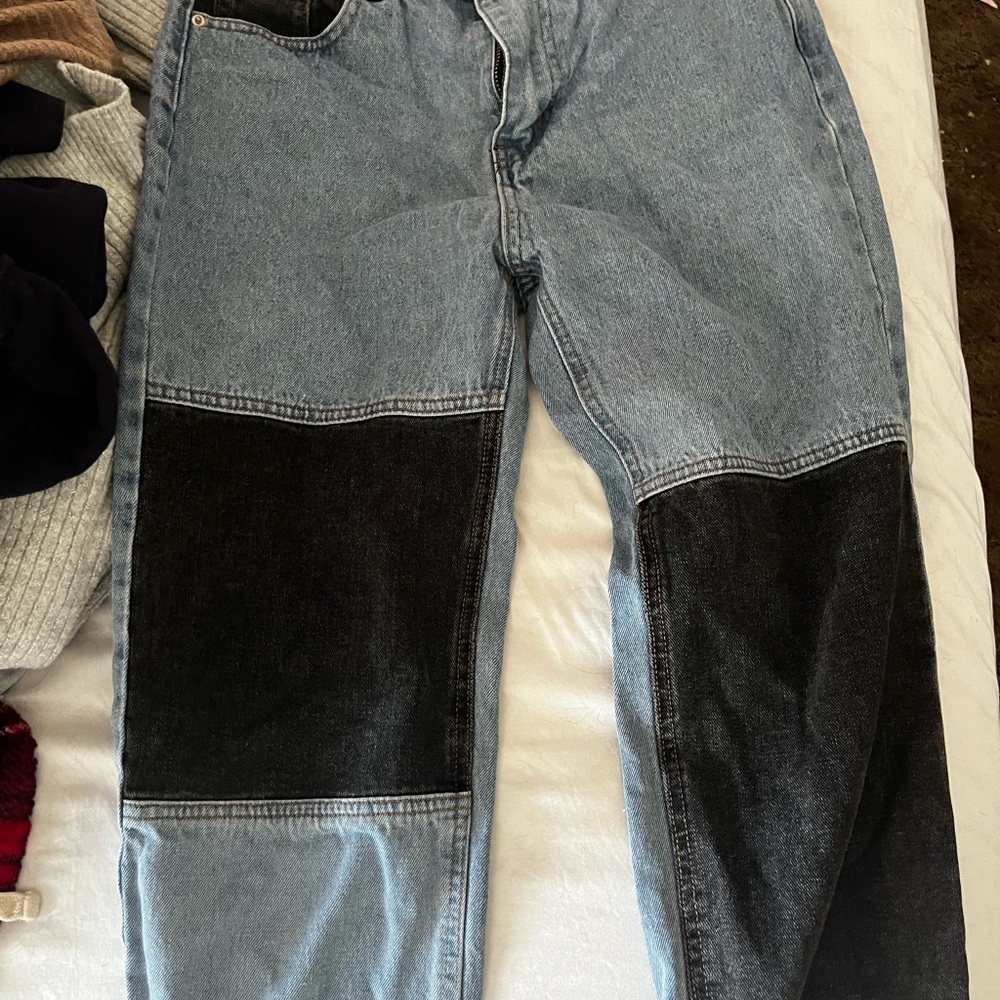Blue and black jeans